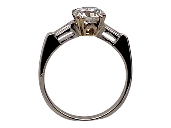 Diamond solitaire ring with diamond baguettes shoulders - image 2