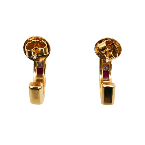 Vintage Ruby, Diamond and Gold Channel Set Earrings, 1995 - image 1