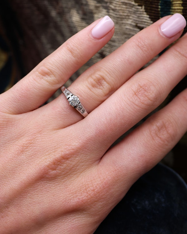 18ct White Gold & Platinum 0.35ct Diamond Solitaire Diamond Ring Circa 1935 - image 2