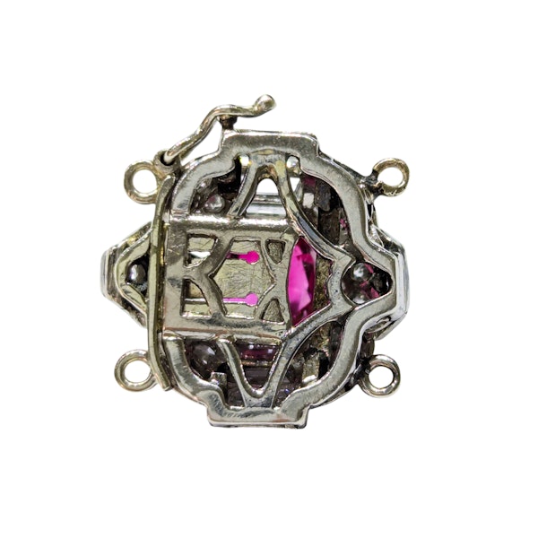 Art Deco Ruby, Diamond and Platinum Clasp, Circa 1930 - image 4