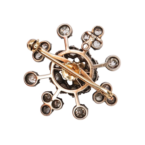 Antique Pearl, Diamond and Silver Upon Gold Brooch-Cum-Pendant, Circa 1890 - image 7