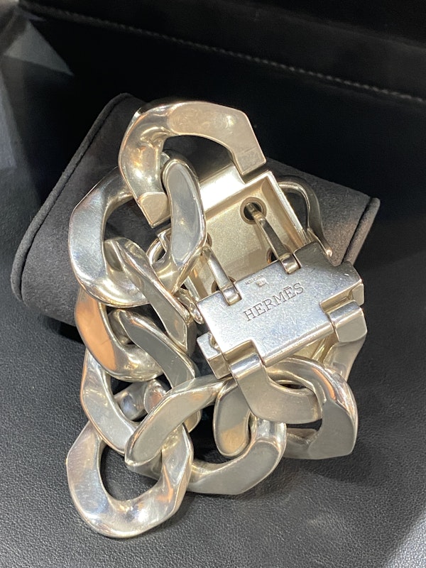 Hermes Ceinture Silver Bracelet - image 4
