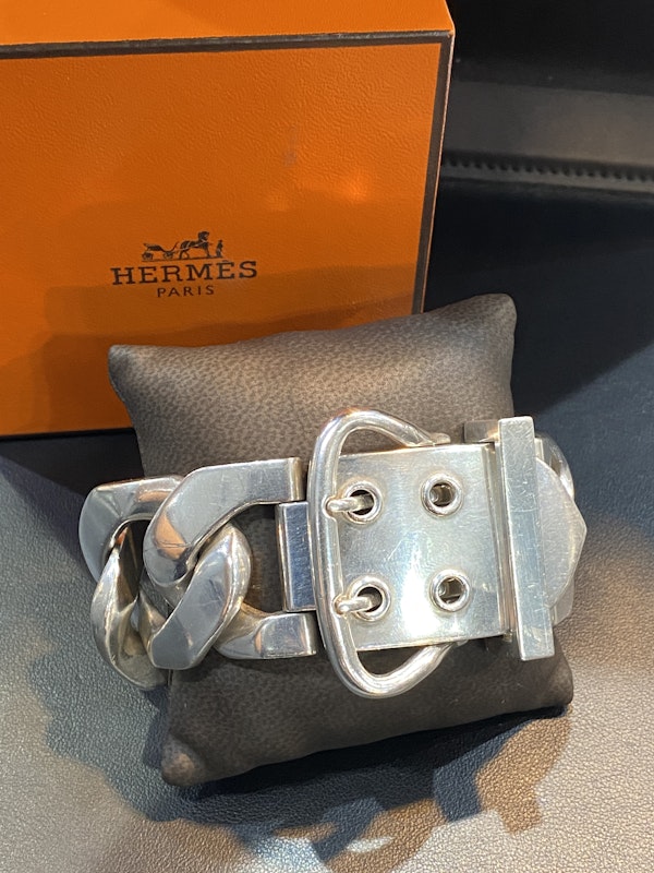 Hermes Ceinture Silver Bracelet - image 2