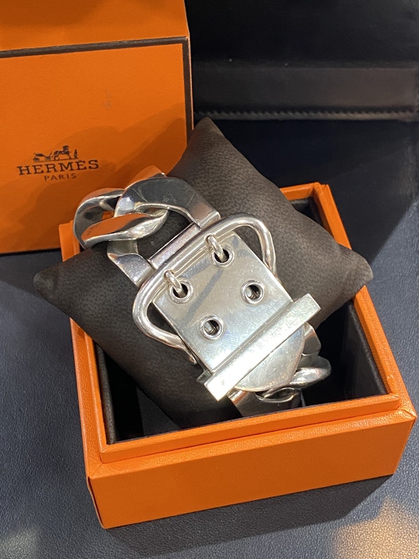 Hermes Ceinture Silver Bracelet - image 3