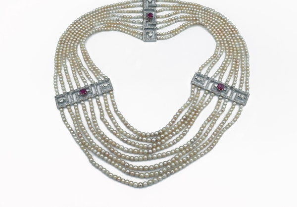 Natural pearl & Burma ruby necklace - image 5