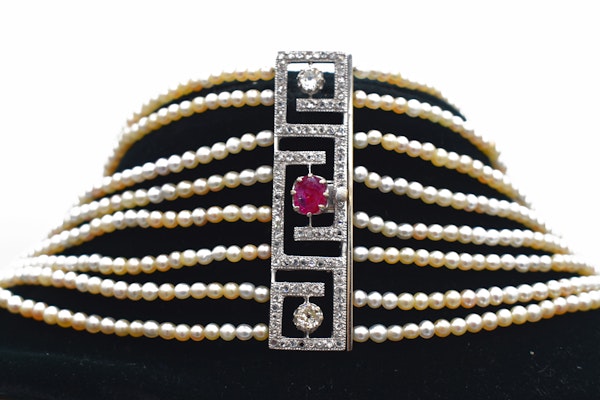 Natural pearl & Burma ruby necklace - image 2