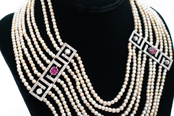 Natural pearl & Burma ruby necklace - image 4