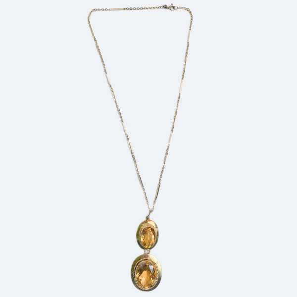 Antique 15ct Gold Citrine Drop Pendant Necklace | Victorian c.1880 - image 2