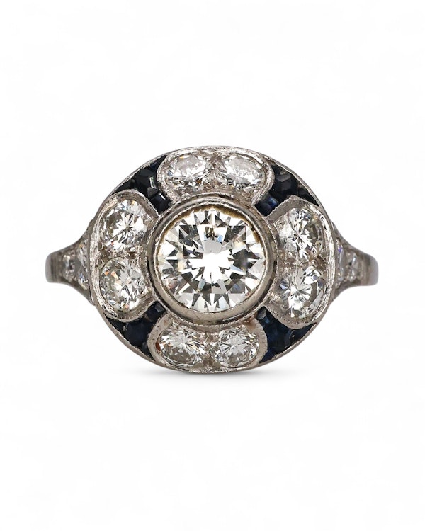 French sapphire diamond target ring - image 3