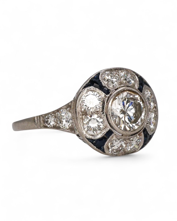 French sapphire diamond target ring - image 4