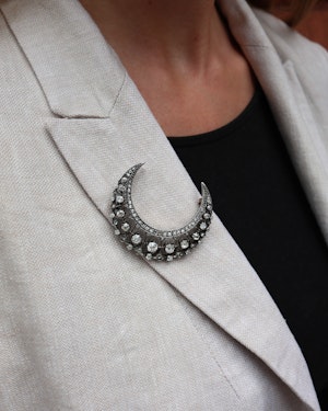 Large French diamond crescent