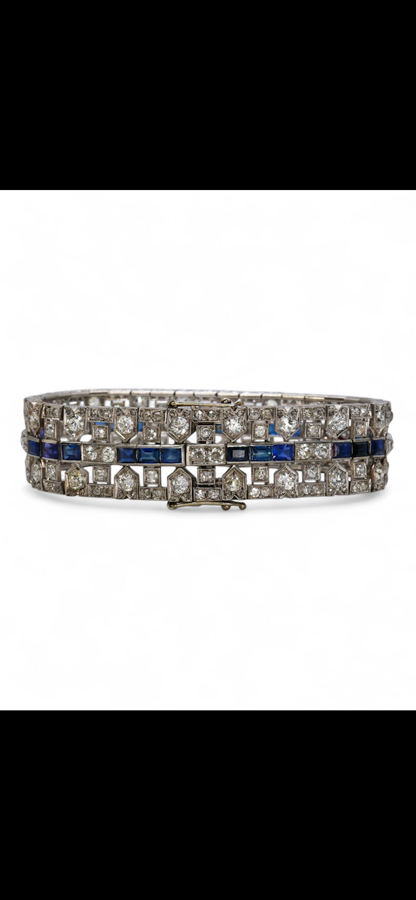 Beautiful Art Deco Diamond Sapphire Platinum Bracelet at Deco&Vintage Ltd - image 5