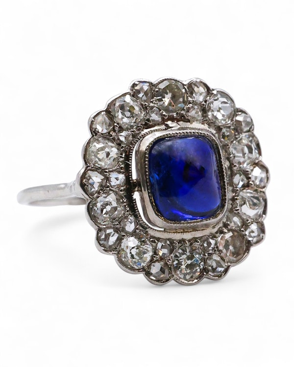 Edwardian sapphire and diamond platinum ring - image 1