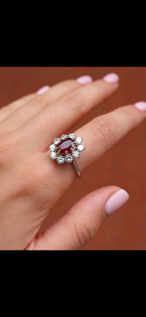 Lovely Ruby Diamond French Ring at Deco&Vintage Ltd