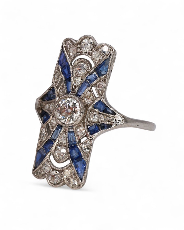 Lovely and Sweet Art Deco Sapphire Diamond Platinum Ring at Deco&Vintage Ltd - image 3