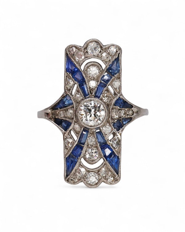 Lovely and Sweet Art Deco Sapphire Diamond Platinum Ring at Deco&Vintage Ltd - image 2