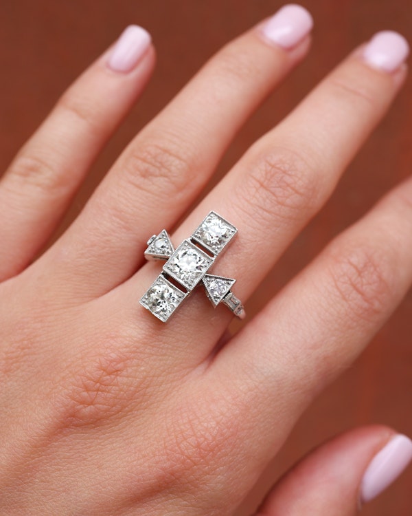 Lovely and Different Art Deco Diamond Platinum Ring at Deco&Vintage Ltd - image 1