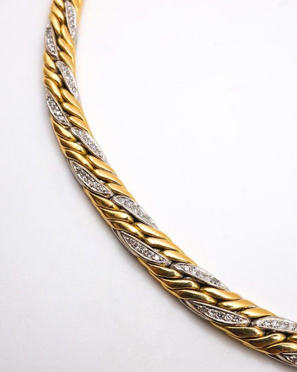Lovely and Smart 18ct Yellow and White Gold Diamond Necklace at Deco&Vintage Ltd - image 3