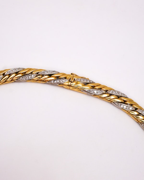 Lovely and Smart 18ct Yellow and White Gold Diamond Necklace at Deco&Vintage Ltd - image 4