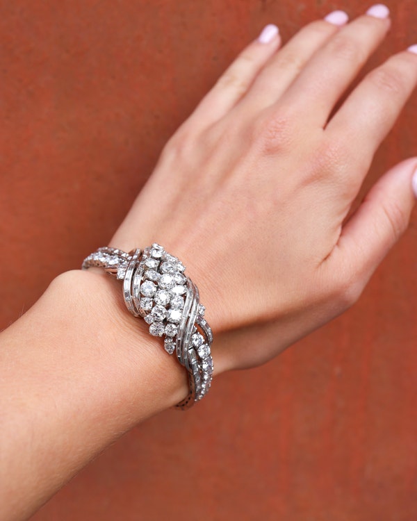 Beautiful 1950,s French Diamond Platinum Bracelet at Deco&Vintage Ltd - image 1