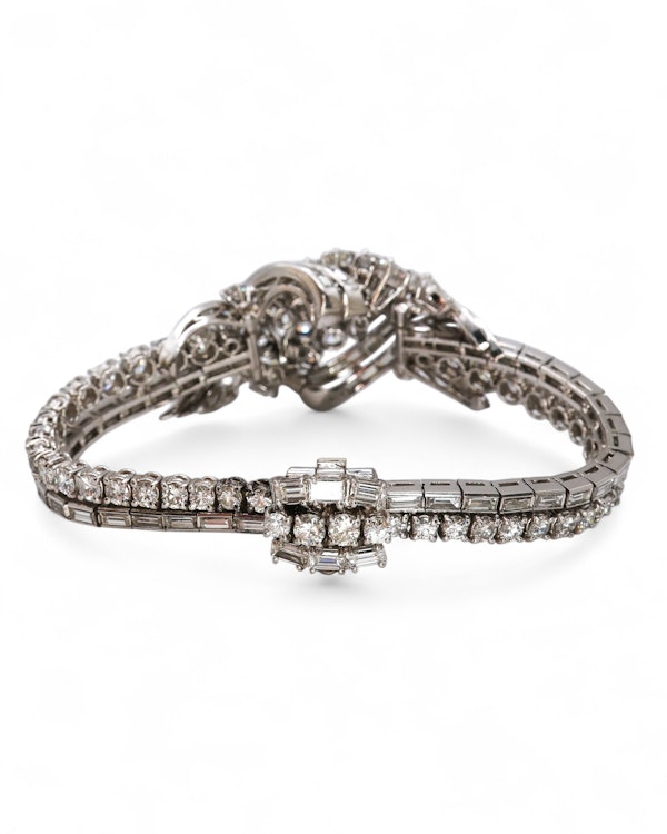 Beautiful 1950,s French Diamond Platinum Bracelet at Deco&Vintage Ltd - image 4