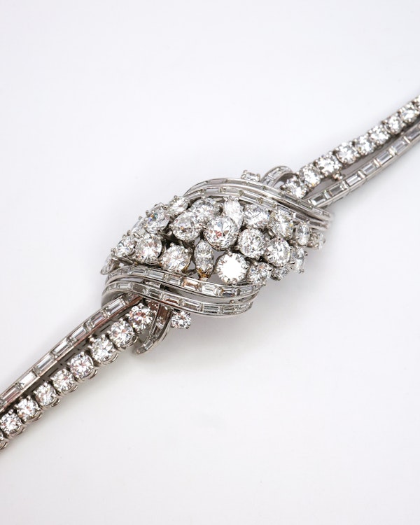 Beautiful 1950,s French Diamond Platinum Bracelet at Deco&Vintage Ltd - image 2