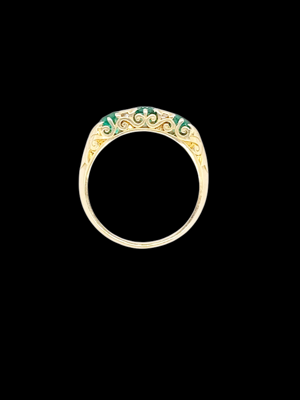 Emerald and diamond carved half hoop ring SKU: 8401 DBGEMS - image 3