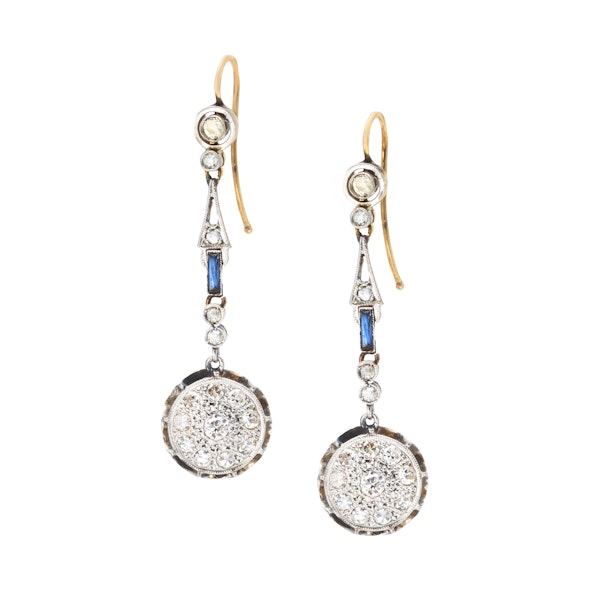 Antique Diamond & Sapphire Drop Earrings | c.1910s - image 1