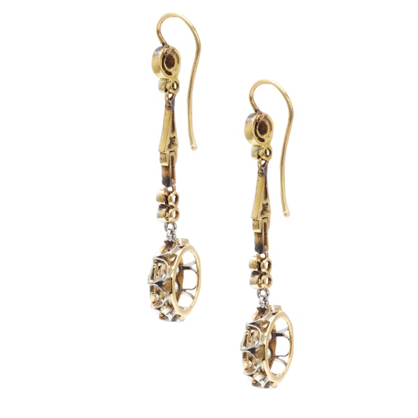 Antique Diamond & Sapphire Drop Earrings | c.1910s - image 2