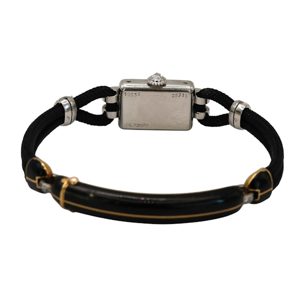 Art Deco Cartier Diamond Platinum and Enamel Cocktail Watch, Circa 1930 - image 3