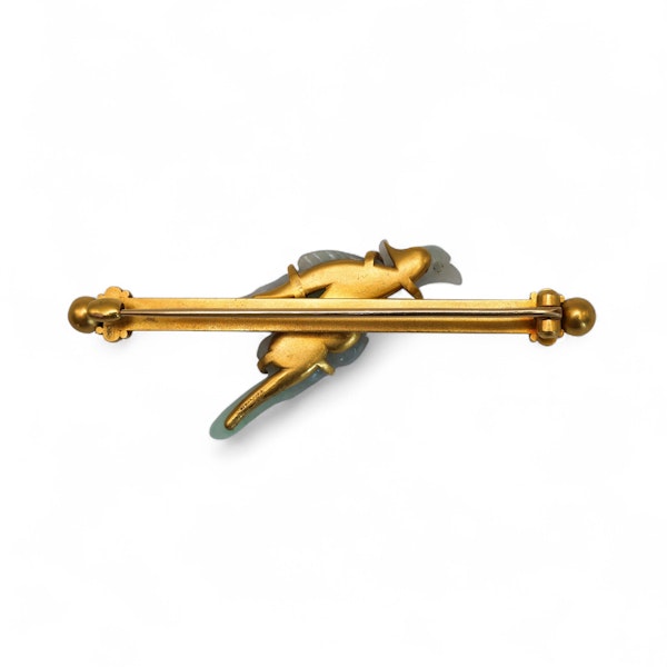 Victorian Tiffany & Co. Carved Jadeite Bird and Gold Brooch, Circa 1875 - image 5