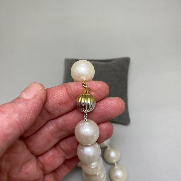 South Sea 13-16mm Cultured Pearl Necklace, natural colour, 14ct Yellow/White Clasp date circa 1980, SHAPIRO & Co since1979 - image 3