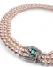3rows of cultured pearls emerald diamond necklace - image 4
