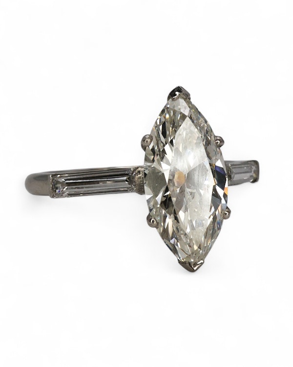Sophisticated art deco style marquise engagement ring - image 2