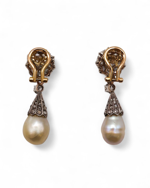 Impressive Victorian Natural Pearl Diamond Earrings at Deco&Vintage Ltd - image 4