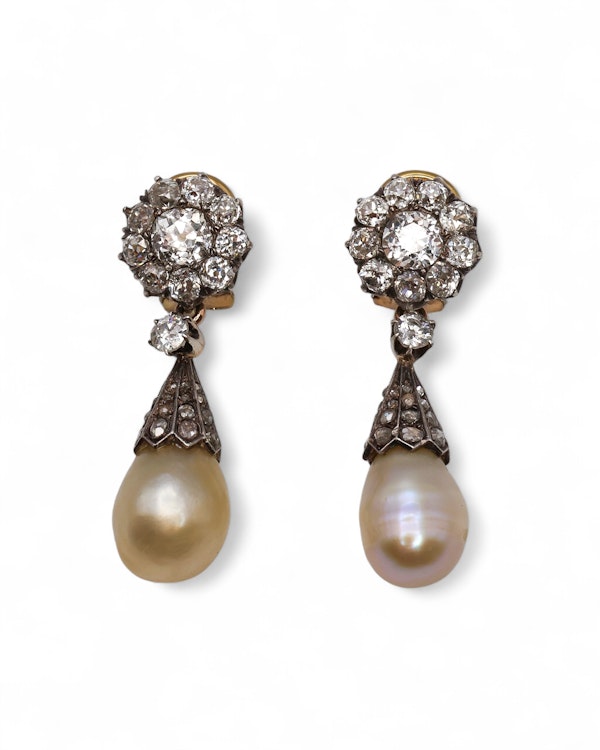 Impressive Victorian Natural Pearl Diamond Earrings at Deco&Vintage Ltd - image 3