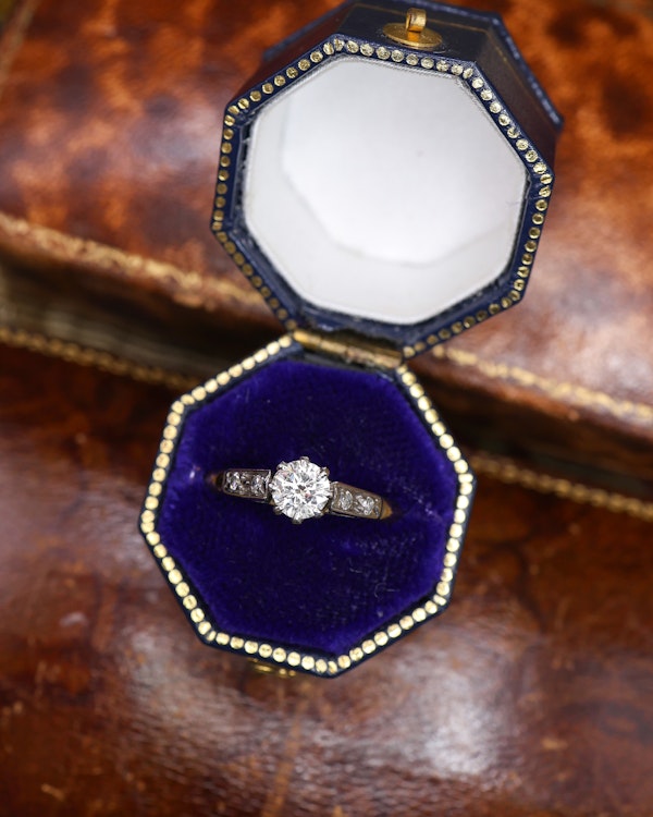 A fine 18ct Yellow Gold & Platinum, Round Brilliant Cut Solitaire Diamond Ring of approximately 0.45 Carats (un-weighed). Assessed as I Colour and SI1 Clarity. English Circa 1950 - image 1