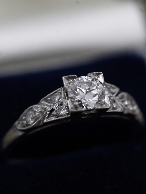A finely worked Platinum, Iridium & Diamond Engagement Ring with matching "Quarter" Eternity Ring Circa 1935 - image 3