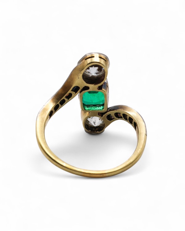 Beautiful Art Nouveau Emerald Diamond Ring at Deco&Vintage Ltd - image 3