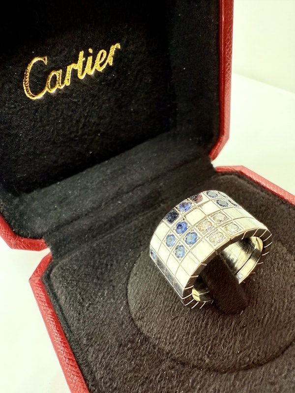 Cartier Lanieres, Blue Sapphire & Diamond Ring. - image 7