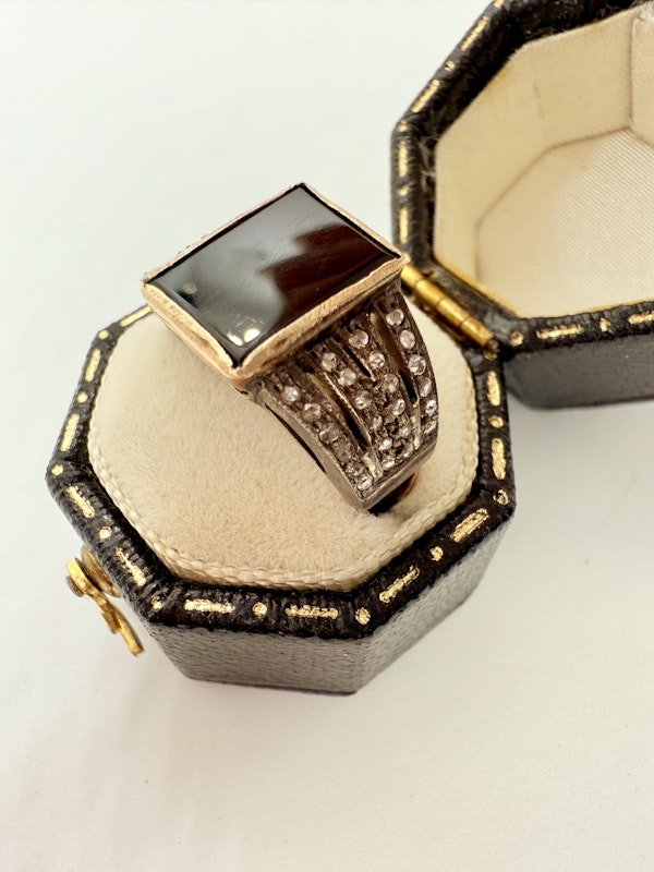 Gold & Silver, Black Onyx & Diamond Ring. - image 7