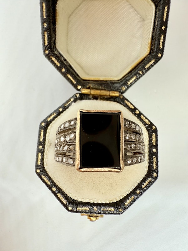 Gold & Silver, Black Onyx & Diamond Ring. - image 6