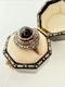 Gold & Silver, Cabochon Black Onyx & Diamond Ring. - image 8