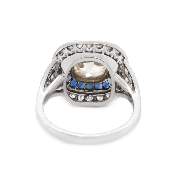 Charlotte Sayers Art Deco Inspired Cushion Cut Diamond and Sapphire Ring - image 4