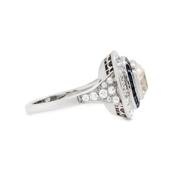 Charlotte Sayers Art Deco Inspired Cushion Cut Diamond and Sapphire Ring - image 3