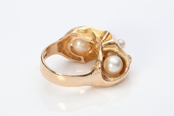Bjorn Weckstrom gold & pearl ring "Dew Drops" - image 3