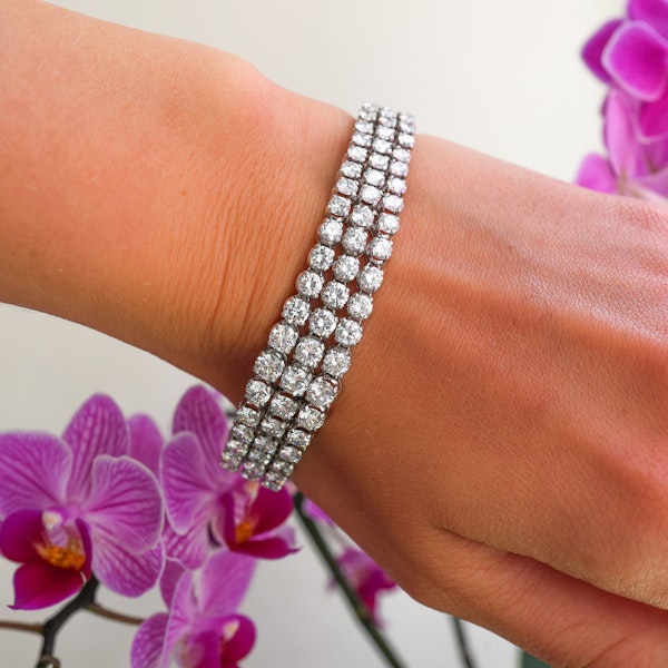 Three Row Diamond and Platinum Bracelet, Circa 1980, 19.00 Carats - image 2