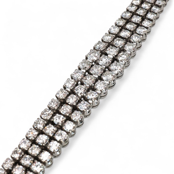 Three Row Diamond and Platinum Bracelet, Circa 1980, 19.00 Carats - image 3