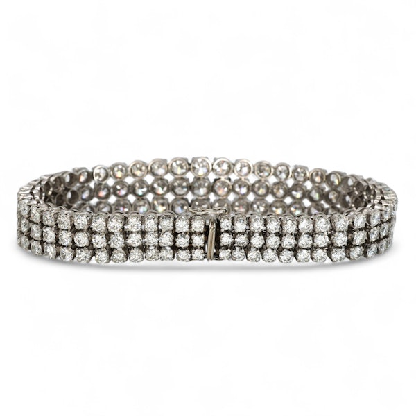 Three Row Diamond and Platinum Bracelet, Circa 1980, 19.00 Carats - image 5