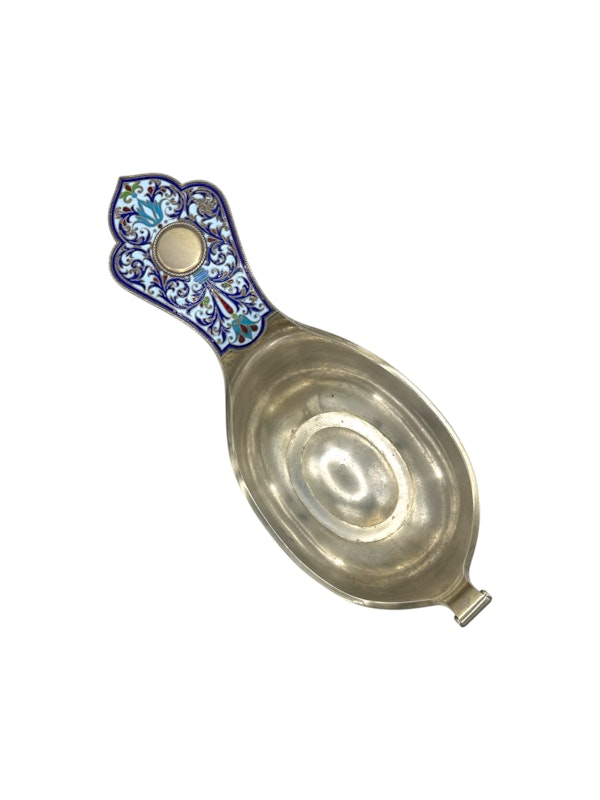 Russian silver and cloisonné enamel kovsh, St Petersburg, c.1880s by Grachev. - image 5